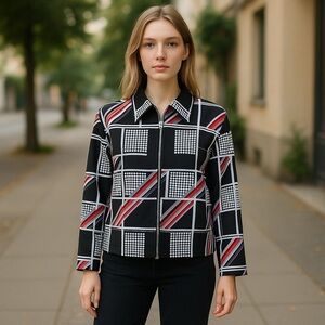 Jackets Galore by John Farah Women’s Size L Black Sequins Full Zip Up Jacket